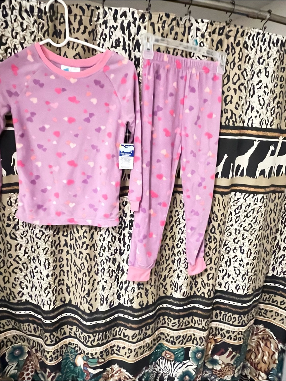 Girls' Lavender Heart Print Two-Piece Pajama Set - Pink & Purple Hearts